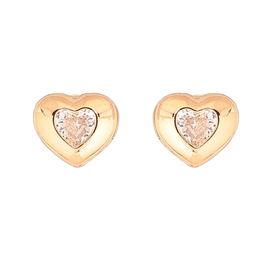 Серьги Xuping цвет Позолота 18К пусеты "Сердечки с кристаллами" фото №1 Серьги Xuping цвет Позолота 18К пусеты "Сердечки с кристаллами" фото №1