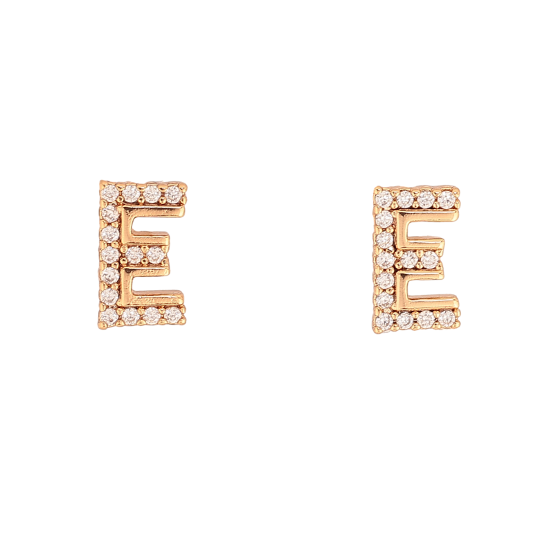 Сережки Xuping колір Позолота 18К пусети "Літера Е" фото №1