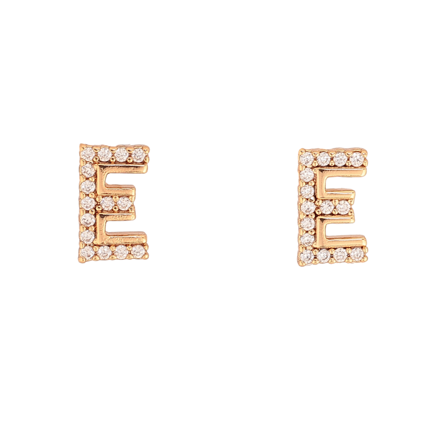 Сережки Xuping колір Позолота 18К пусети "Літера Е" фото №1