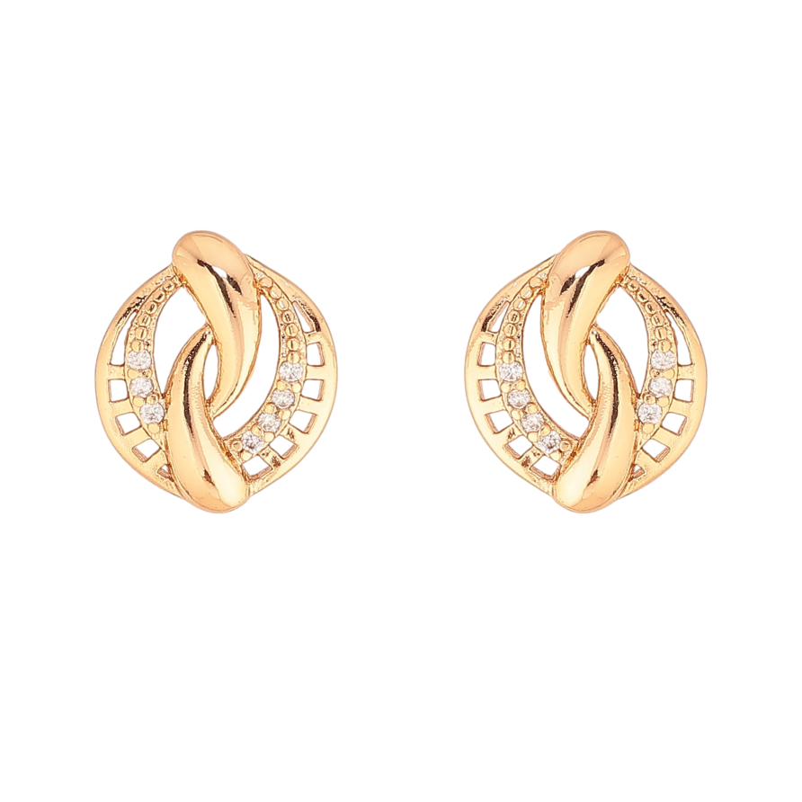 Сережки Xuping колір Позолота 18К пусети "Візерунок з кристалами" фото №1 Сережки Xuping колір Позолота 18К пусети "Візерунок з кристалами" фото №1