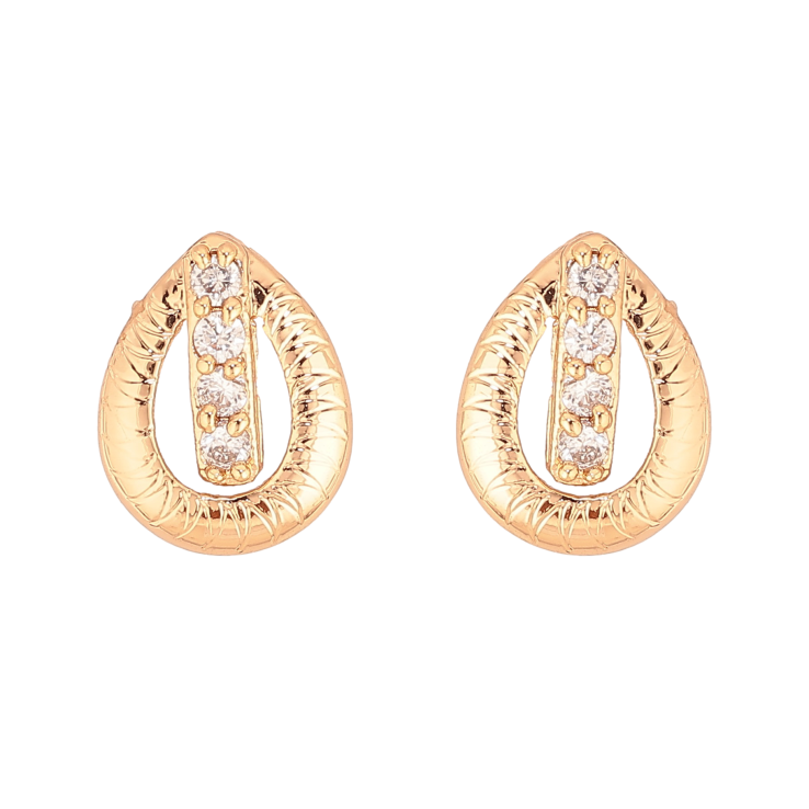 Серьги Xuping цвет Позолота 18К пусеты "Капельки с кристаллами" фото №23