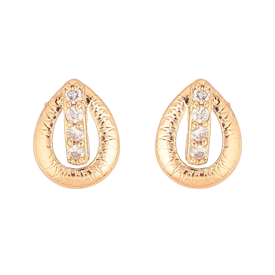 Серьги Xuping цвет Позолота 18К пусеты "Капельки с кристаллами" фото №1
