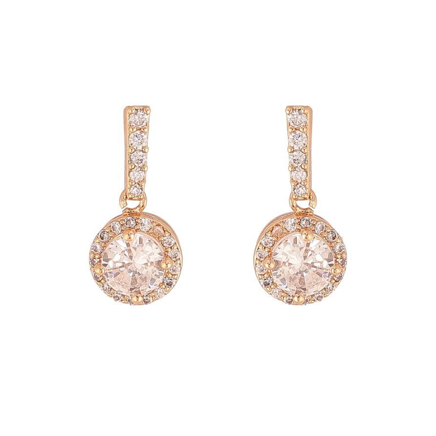 Серьги Xuping цвет Позолота 18К пусеты "Кристальные подвески" фото №1