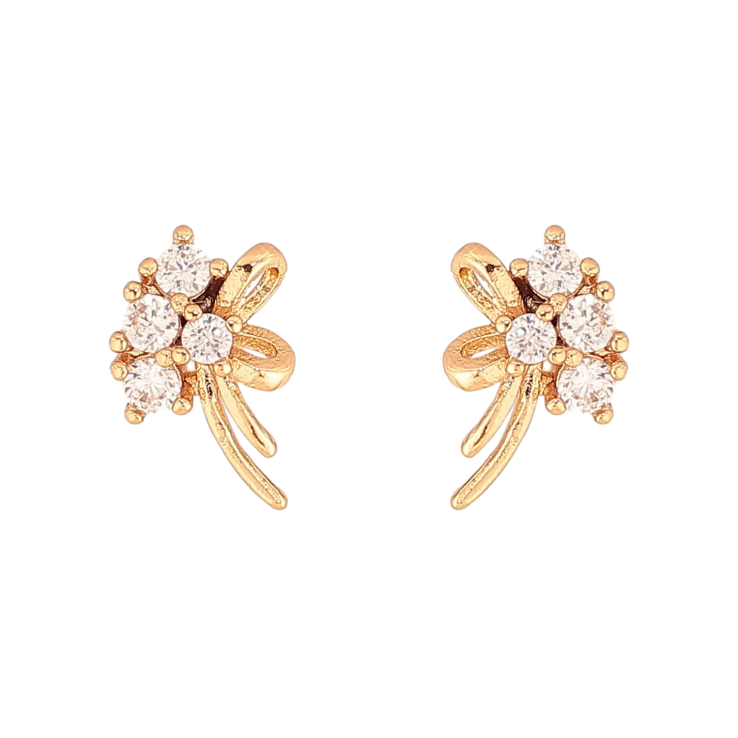 Серьги Xuping цвет Позолота 18К пусеты "Узор с кристаллами" фото №23