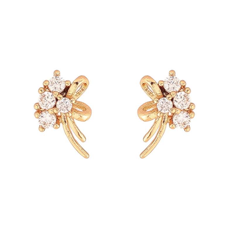 Серьги Xuping цвет Позолота 18К пусеты "Узор с кристаллами" фото №1