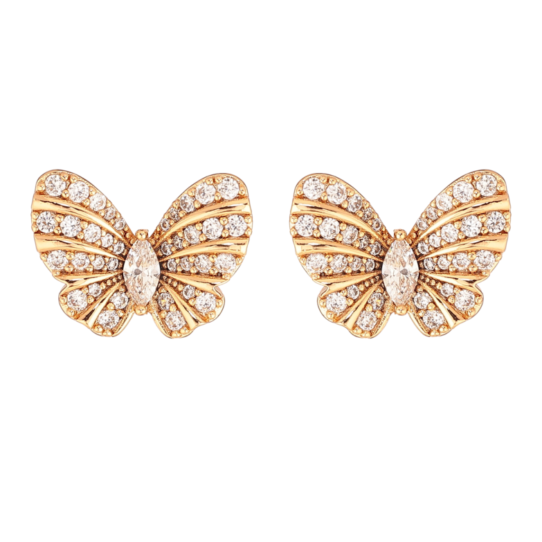 Серьги Xuping цвет Позолота 18К пусеты "Бабочки с кристаллами" фото №3 Серьги Xuping цвет Позолота 18К пусеты "Бабочки с кристаллами" фото №3