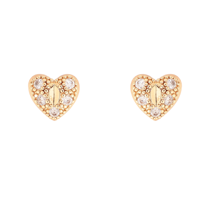 Серьги Xuping цвет Позолота 18К пусеты "Сердечки с кристаллами" фото №13
