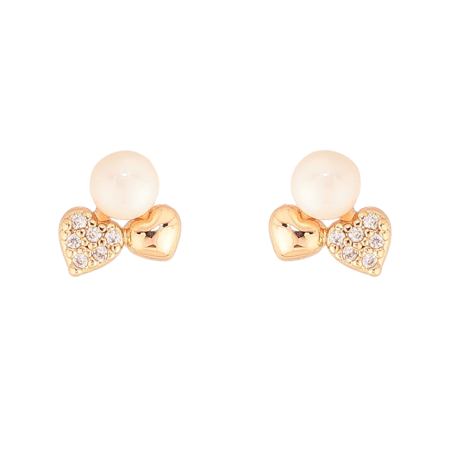 Серьги Xuping цвет Позолота 18К пусеты "Жемчужины с бантами" фото №1