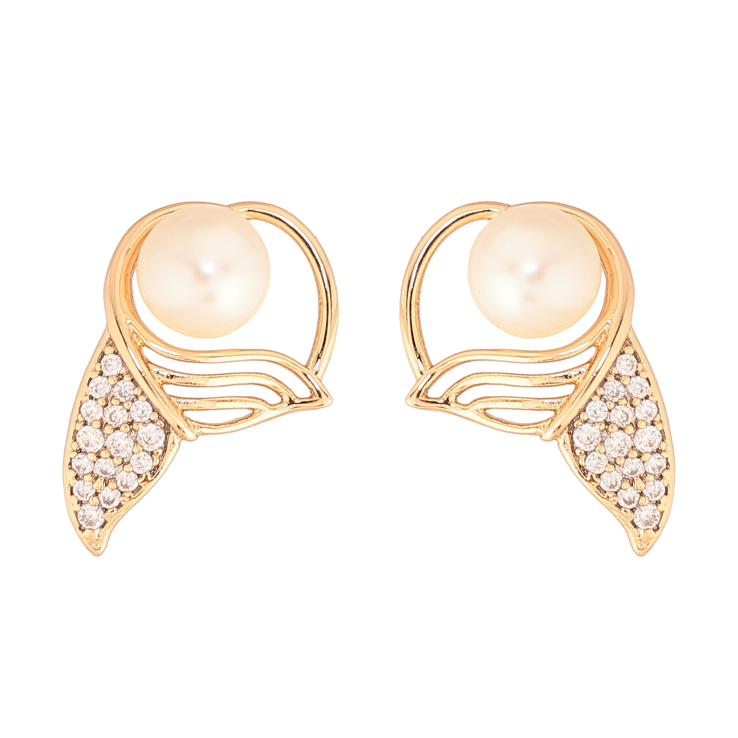 Серьги Xuping цвет Позолота 18К пусеты "Хвост с жемчужиной и кристаллами" фото №10 Серьги Xuping цвет Позолота 18К пусеты "Хвост с жемчужиной и кристаллами" фото №10