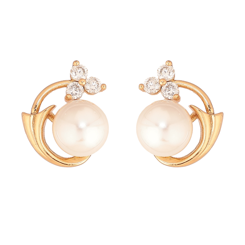 Серьги Xuping цвет Позолота 18К пусеты "Узор с жемчужинами и кристаллами" фото №1