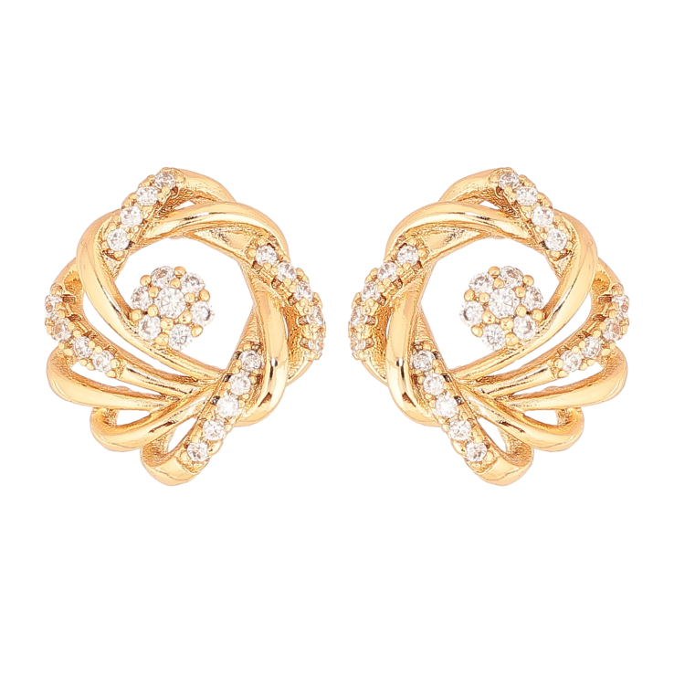 Серьги Xuping цвет Позолота 18К пусеты "Узор с кристаллами" фото №5 Серьги Xuping цвет Позолота 18К пусеты "Узор с кристаллами" фото №5