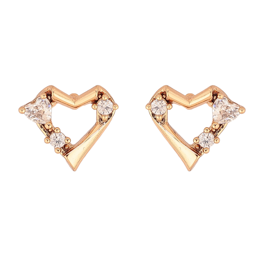 Серьги Xuping цвет Позолота 18К пусеты "Сердечки с кристаллами" фото №1 Серьги Xuping цвет Позолота 18К пусеты "Сердечки с кристаллами" фото №1