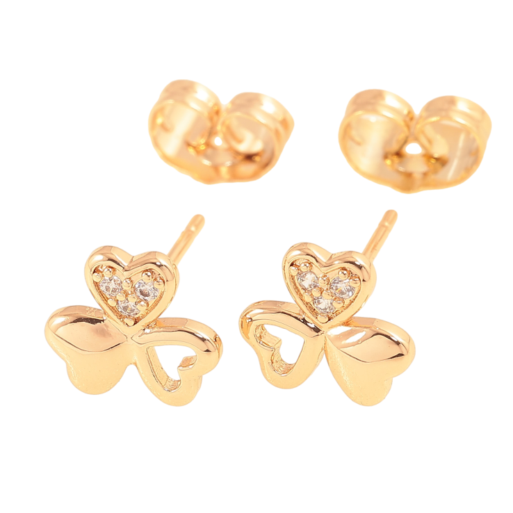 Сережки Xuping колір Позолота 18К пусети "Трилистики з кристалами" фото №23