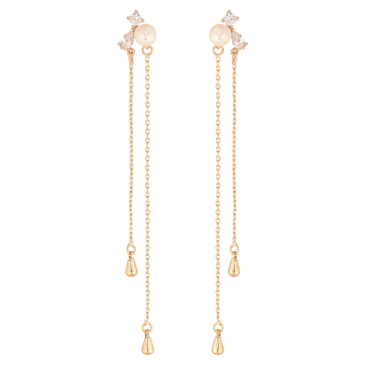 Сережки Xuping колір Позолота 18К пусети "Підвіски з кристалами та перлинами" фото №13 Сережки Xuping колір Позолота 18К пусети "Підвіски з кристалами та перлинами" фото №13
