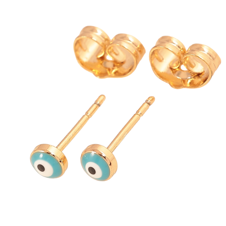 Сережки Xuping колір Позолота 18К пусети "Оберіг блакитне око Фатіми" ø 4мм фото №6