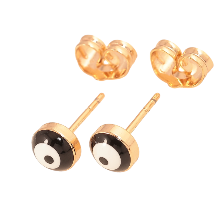 Сережки Xuping колір Позолота 18К пусети "Оберіг чорне око Фатіми" ø 6мм фото №4