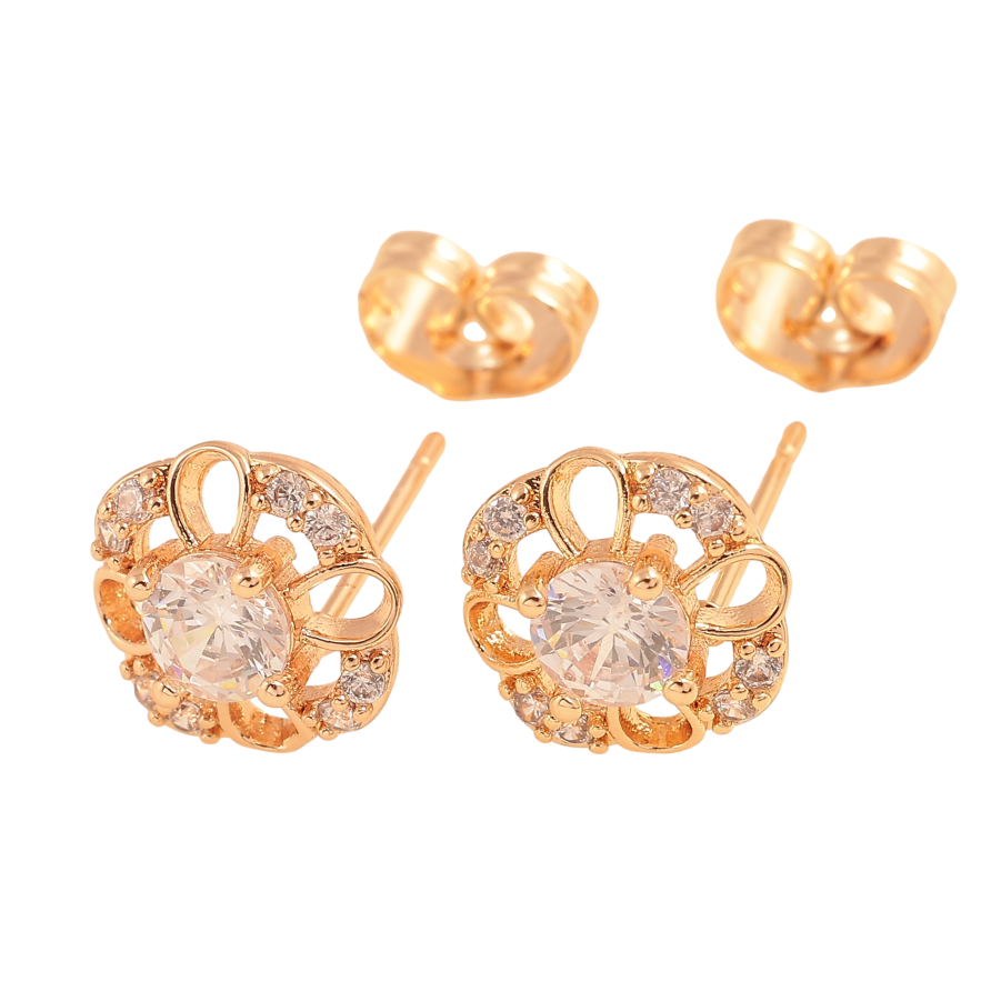 Серьги Xuping цвет Позолота 18К пусеты "Цветочки с кристаллами" фото №1 Серьги Xuping цвет Позолота 18К пусеты "Цветочки с кристаллами" фото №1