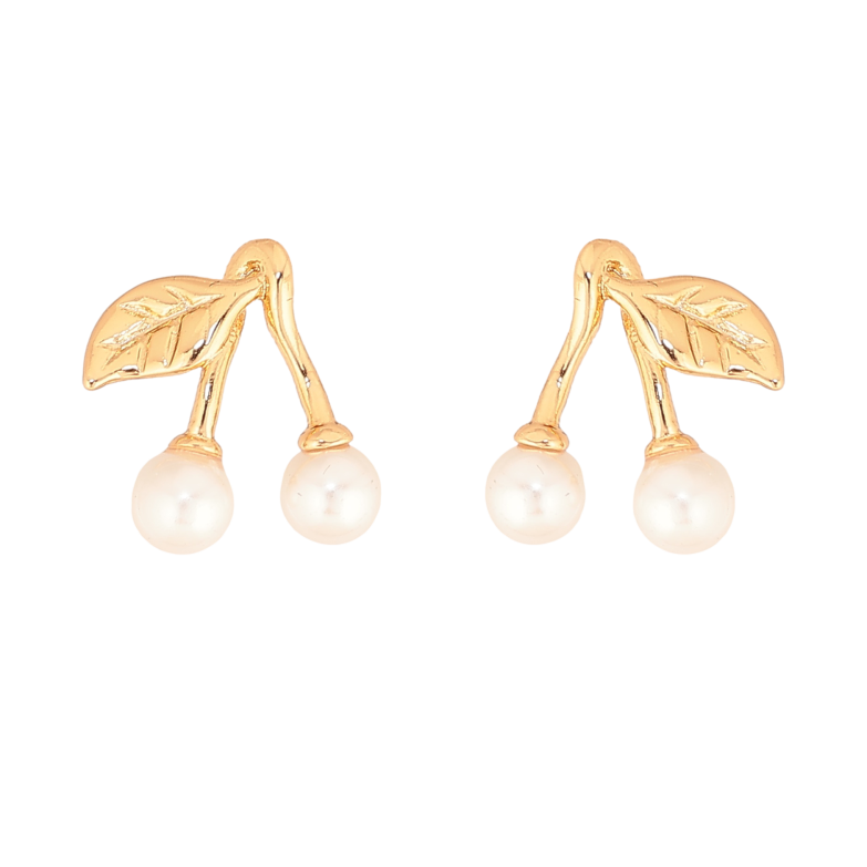 Сережки Xuping колір Позолота 18К пусети "Перлинні вишеньки" фото №1