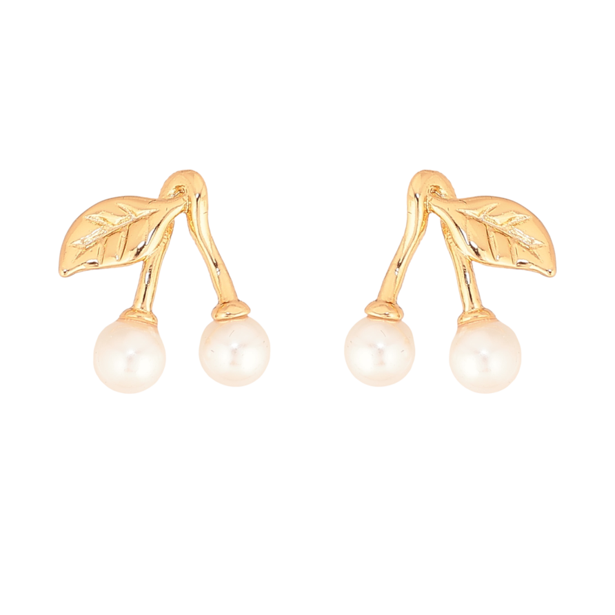 Сережки Xuping колір Позолота 18К пусети "Перлинні вишеньки" фото №1