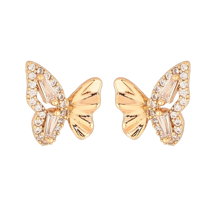 Серьги Xuping цвет Позолота 18К пусеты "Бабочки с кристаллами" фото №21