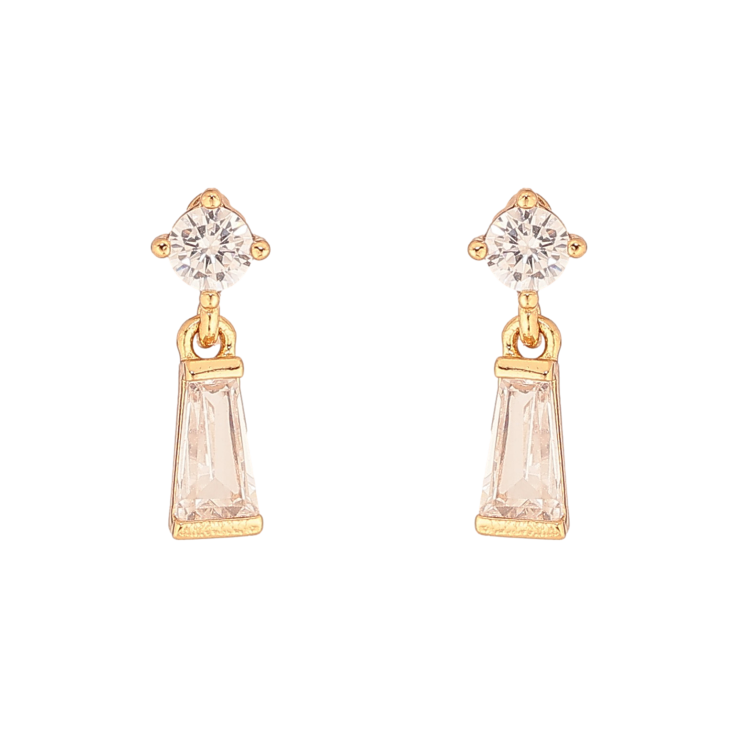 Серьги Xuping цвет Позолота 18К пусеты "Кристальные подвески" фото №8