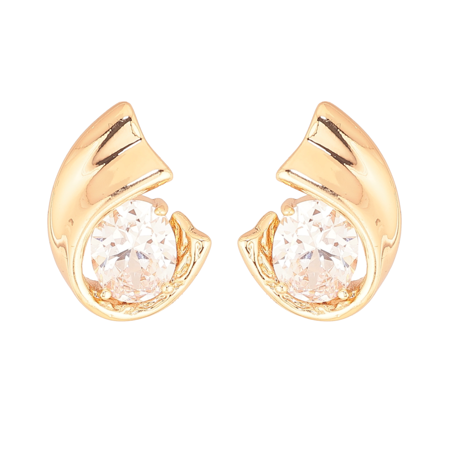 Серьги Xuping цвет Позолота 18К пусеты "Узор с кристаллами" фото №1