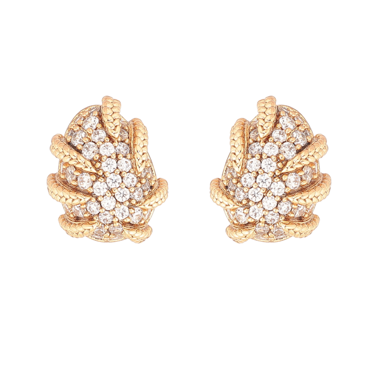 Серьги Xuping цвет Позолота 18К пусеты "Узор с кристаллами" фото №22