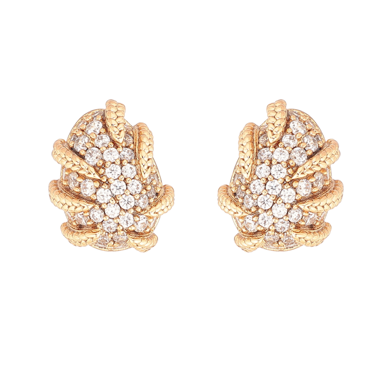 Серьги Xuping цвет Позолота 18К пусеты "Узор с кристаллами" фото №1