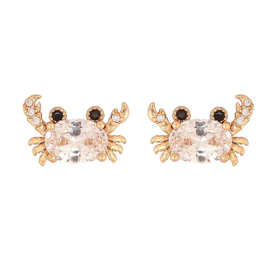 Сережки Xuping колір Позолота 18К пусети "Кристальні краби" фото №1