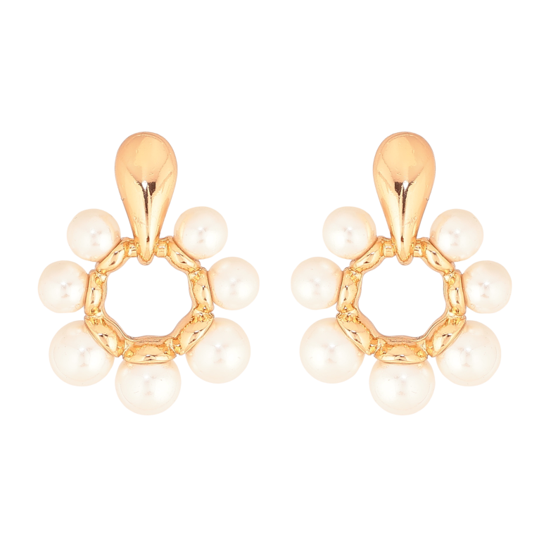 Сережки Xuping колір Позолота 18К пусети "Перлинні квіточки" фото №1