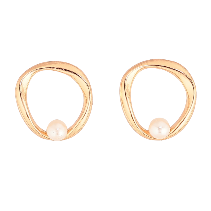 Сережки Xuping колір Позолота 18К пусети "Кола з перлинами" фото №1