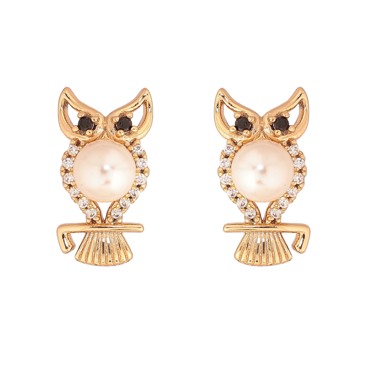 Серьги Xuping цвет Позолота 18К пусеты "Совы с жемчугом и кристаллами" фото №25 Серьги Xuping цвет Позолота 18К пусеты "Совы с жемчугом и кристаллами" фото №25