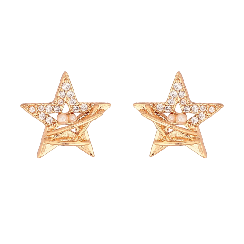 Серьги Xuping цвет Позолота 18К пусеты "Звездочки с кристаллами" фото №1