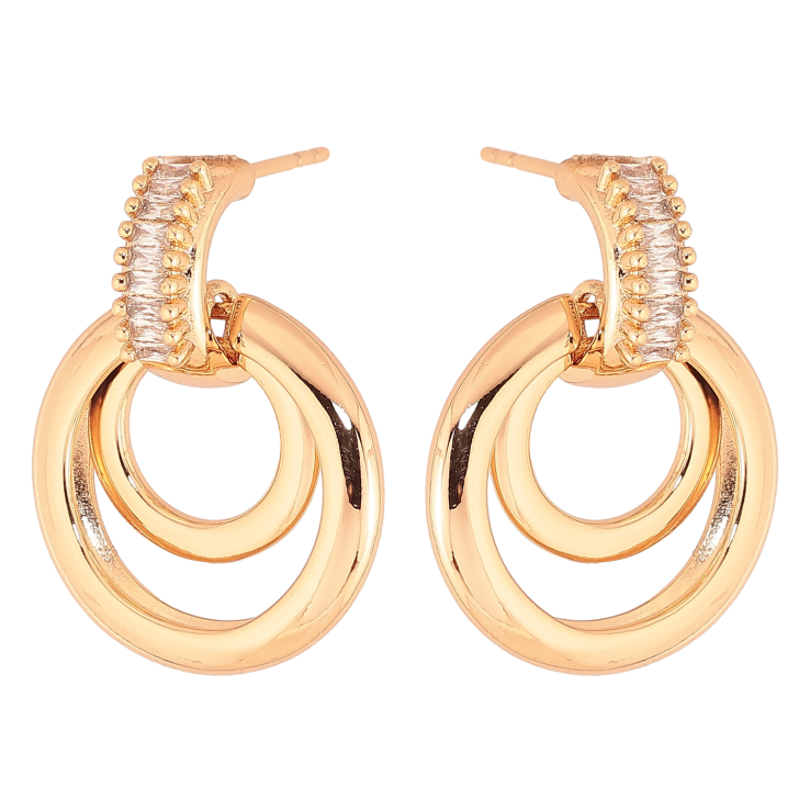 Серьги Xuping цвет Позолота 18К пусеты "Круглые подвески" фото №13