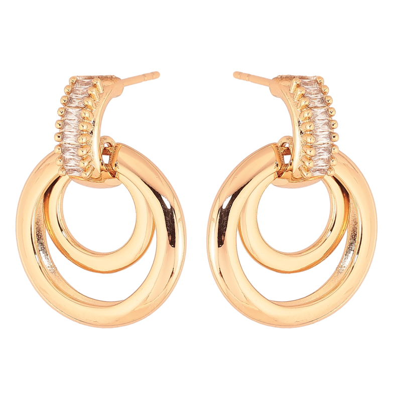 Серьги Xuping цвет Позолота 18К пусеты "Круглые подвески" фото №15