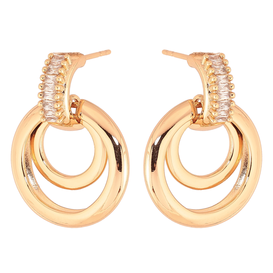 Серьги Xuping цвет Позолота 18К пусеты "Круглые подвески" фото №1