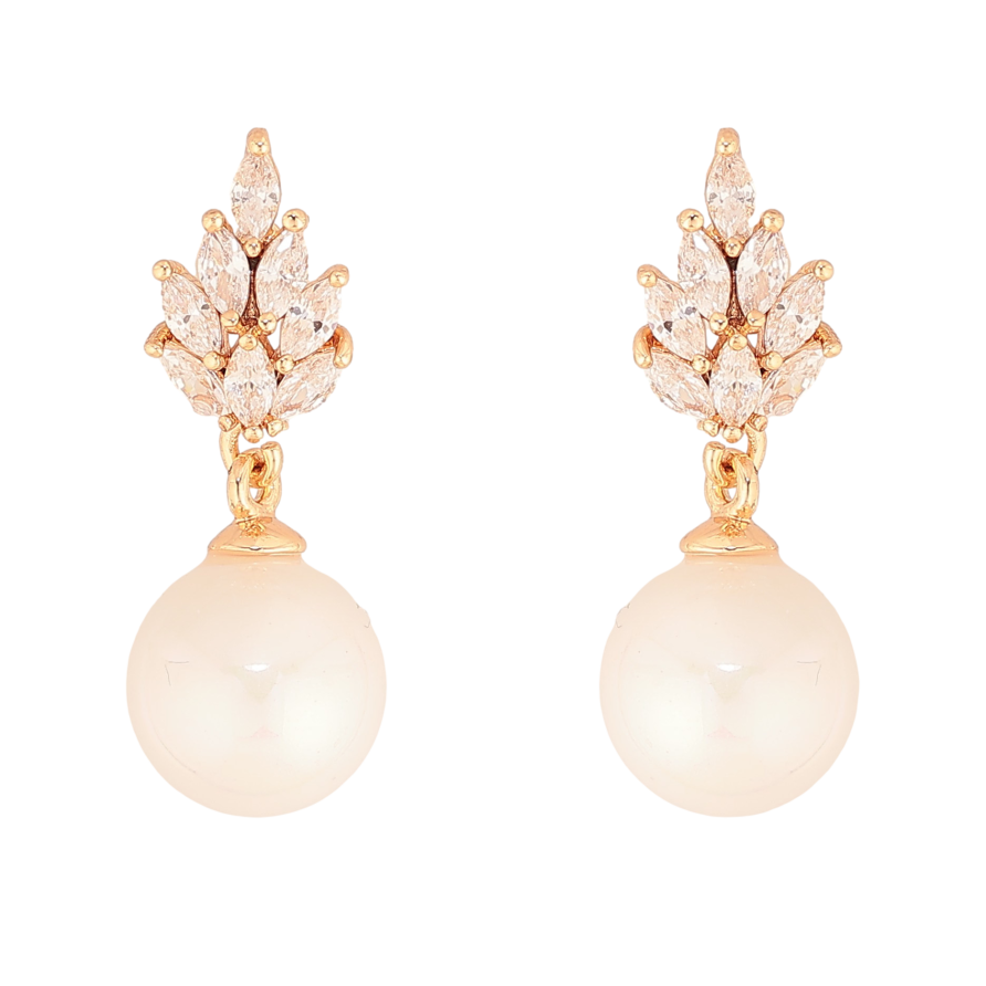 Серьги Xuping цвет Позолота 18К пусеты "Жемчужные подвески" фото №1