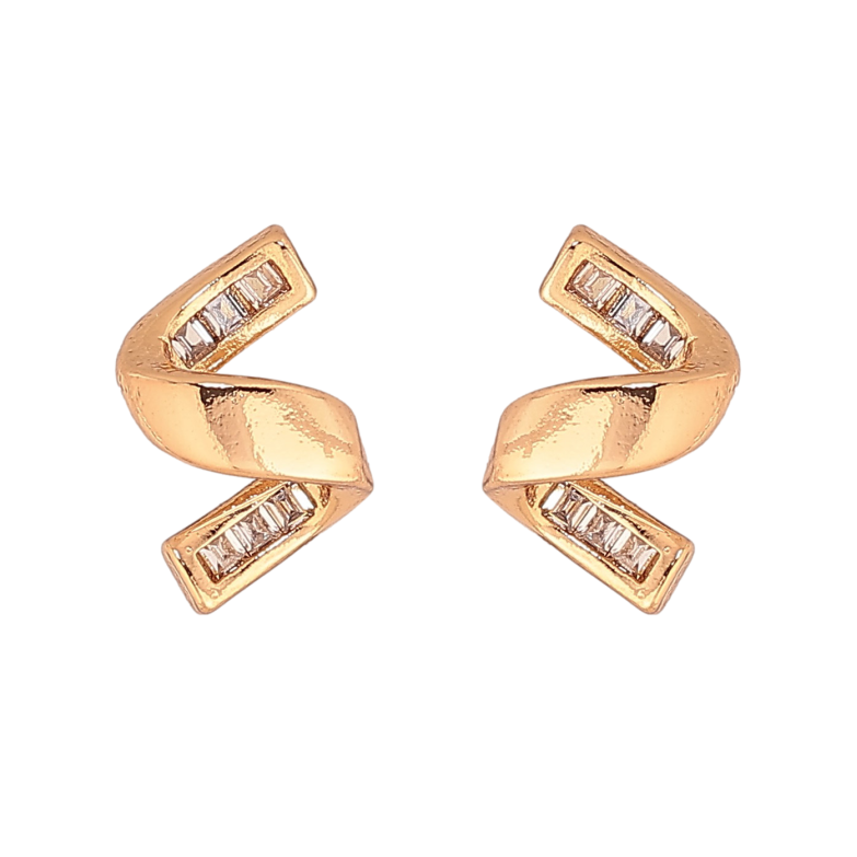 Серьги Xuping цвет Позолота 18К пусеты "Завитки с кристаллами" фото №1