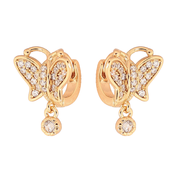 Серьги Xuping цвет Позолота 18К подвески на колечках "Бабочки с кристаллами" фото №18 Серьги Xuping цвет Позолота 18К подвески на колечках "Бабочки с кристаллами" фото №18