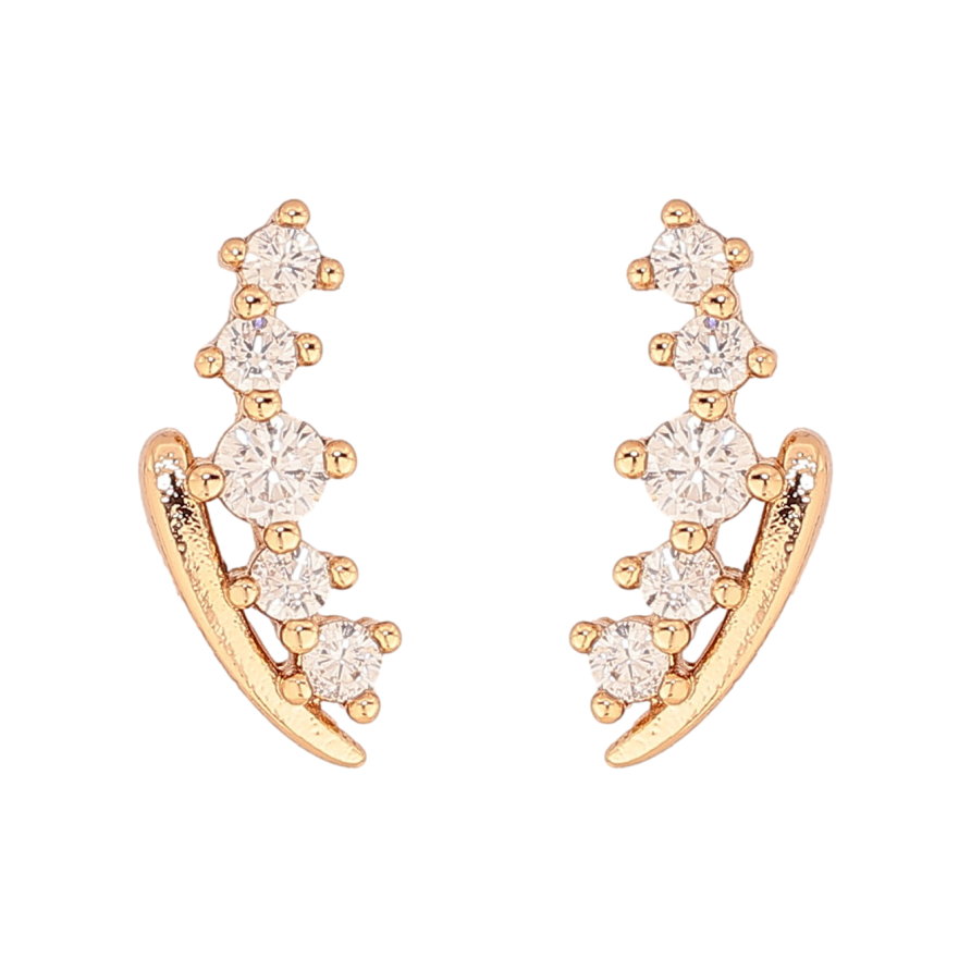 Серьги Xuping цвет Позолота 18К пусеты "Узор с кристаллами" фото №1