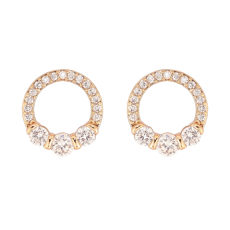 Серьги Xuping цвет Позолота 18К пусеты "Кристальные колечки" фото №1