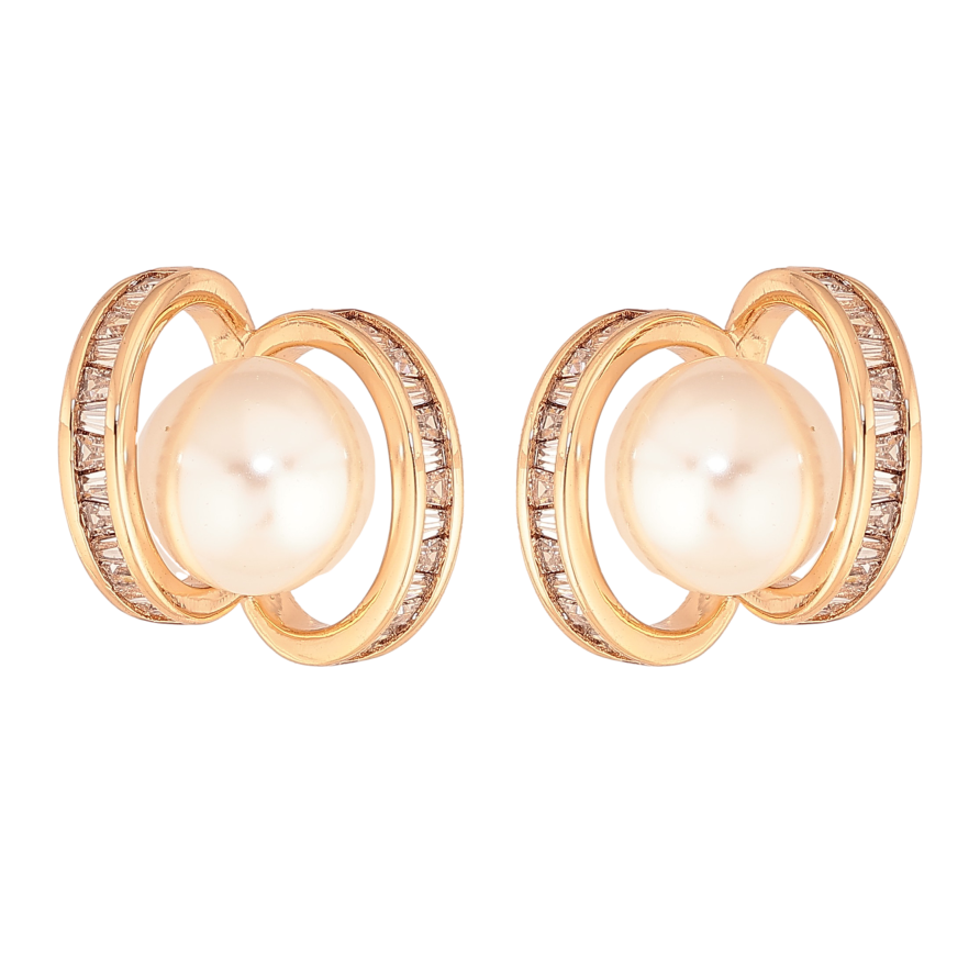 Серьги Xuping цвет Позолота 18К пусеты "Узор с жемчужиной" фото №1