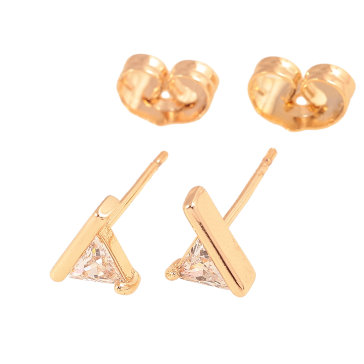 Сережки Xuping колір Позолота 18К пусети "Кристальні трикутники" фото №7 Сережки Xuping колір Позолота 18К пусети "Кристальні трикутники" фото №7