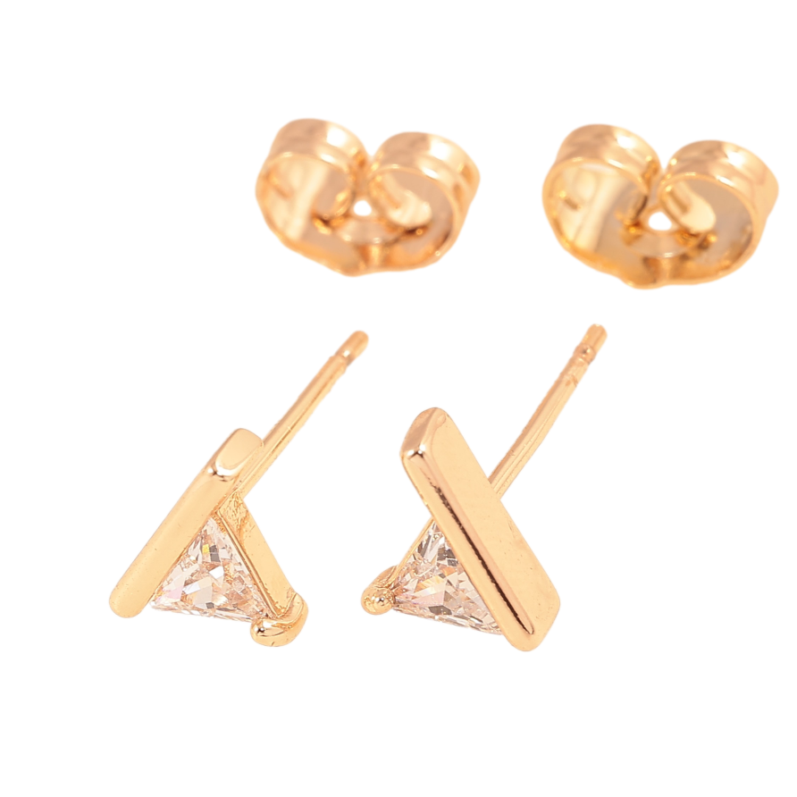 Сережки Xuping колір Позолота 18К пусети "Кристальні трикутники" фото №1 Сережки Xuping колір Позолота 18К пусети "Кристальні трикутники" фото №1