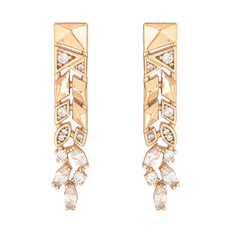 Серьги Xuping цвет Позолота 18К пусеты "Узор с кристаллами" фото №2