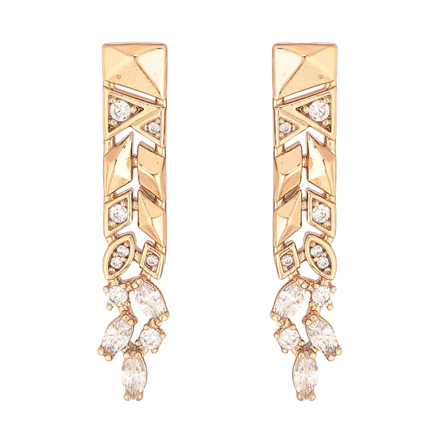 Серьги Xuping цвет Позолота 18К пусеты "Узор с кристаллами" фото №1 Серьги Xuping цвет Позолота 18К пусеты "Узор с кристаллами" фото №1