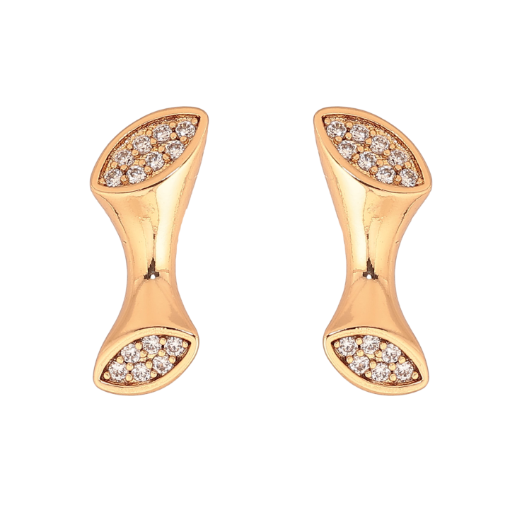 Серьги Xuping цвет Позолота 18К пусеты "Узор с кристаллами" фото №2