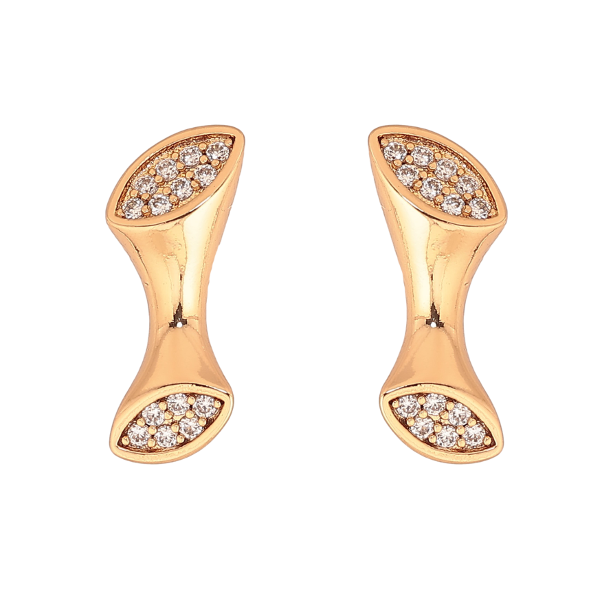 Серьги Xuping цвет Позолота 18К пусеты "Узор с кристаллами" фото №1