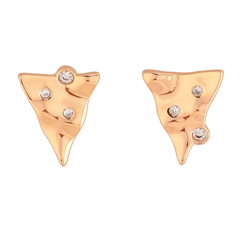 Серьги Xuping цвет Позолота 18К пусеты "Сырные ломтики с вставками кристаллов" фото №1