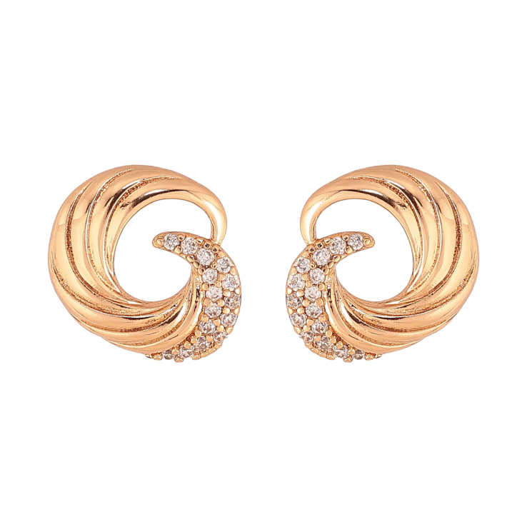 Серьги Xuping цвет Позолота 18К пусеты "Узор с кристаллами" фото №4